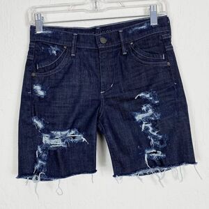 Citizens of Humanity Dark Wash Distressed Denim Jean Bermuda Shorts Size 25